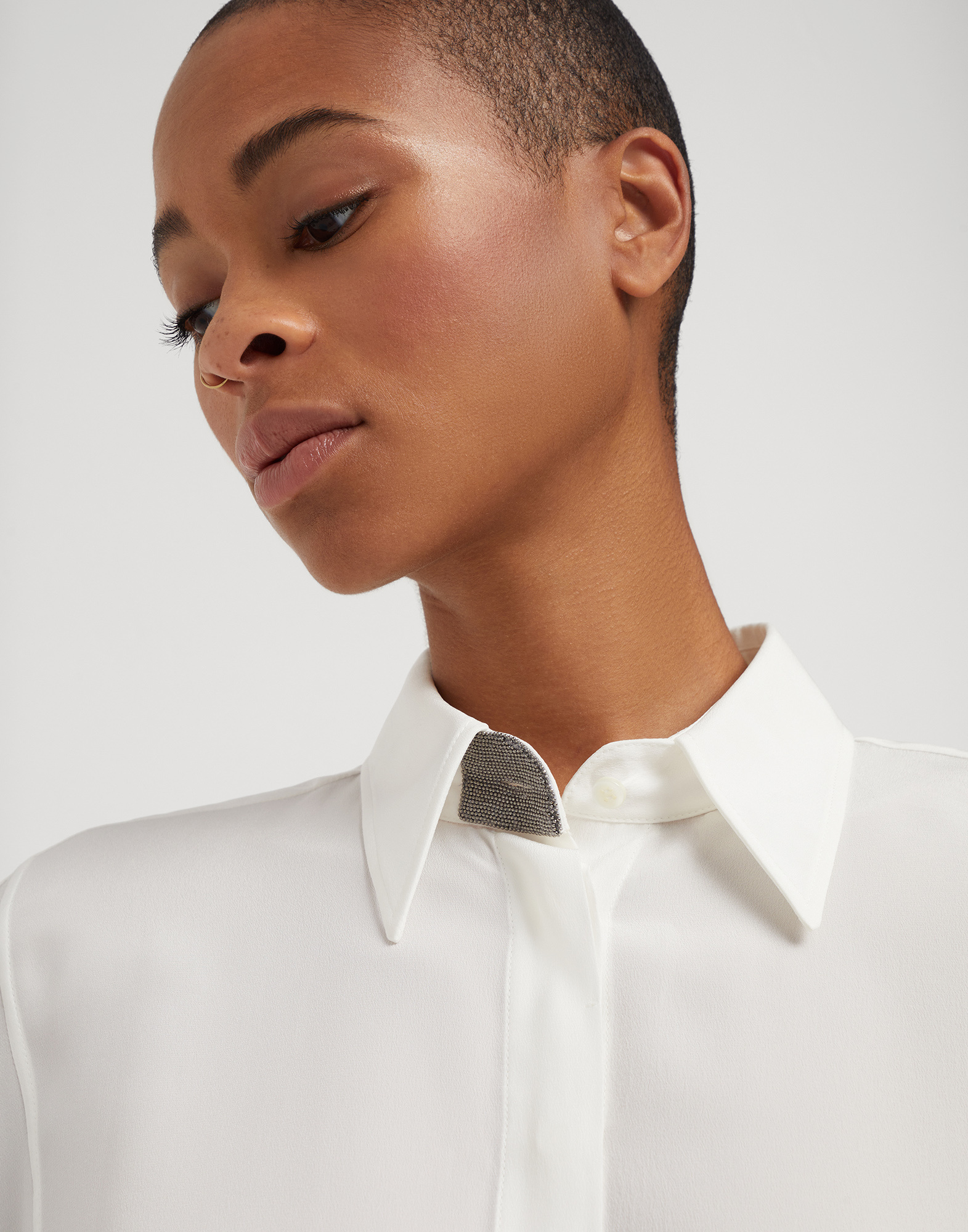 Brunello Cucinelli Precious Buttonhole Shirt In White