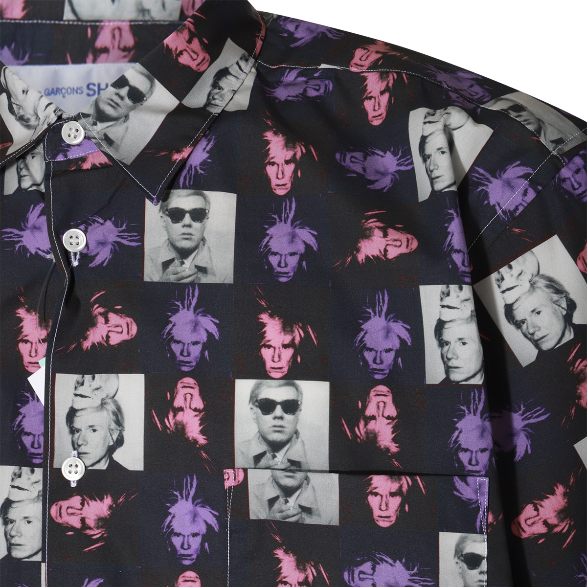 Comme Des Garçons Short-sleeved Shirt With Andy Warhol Print In Black