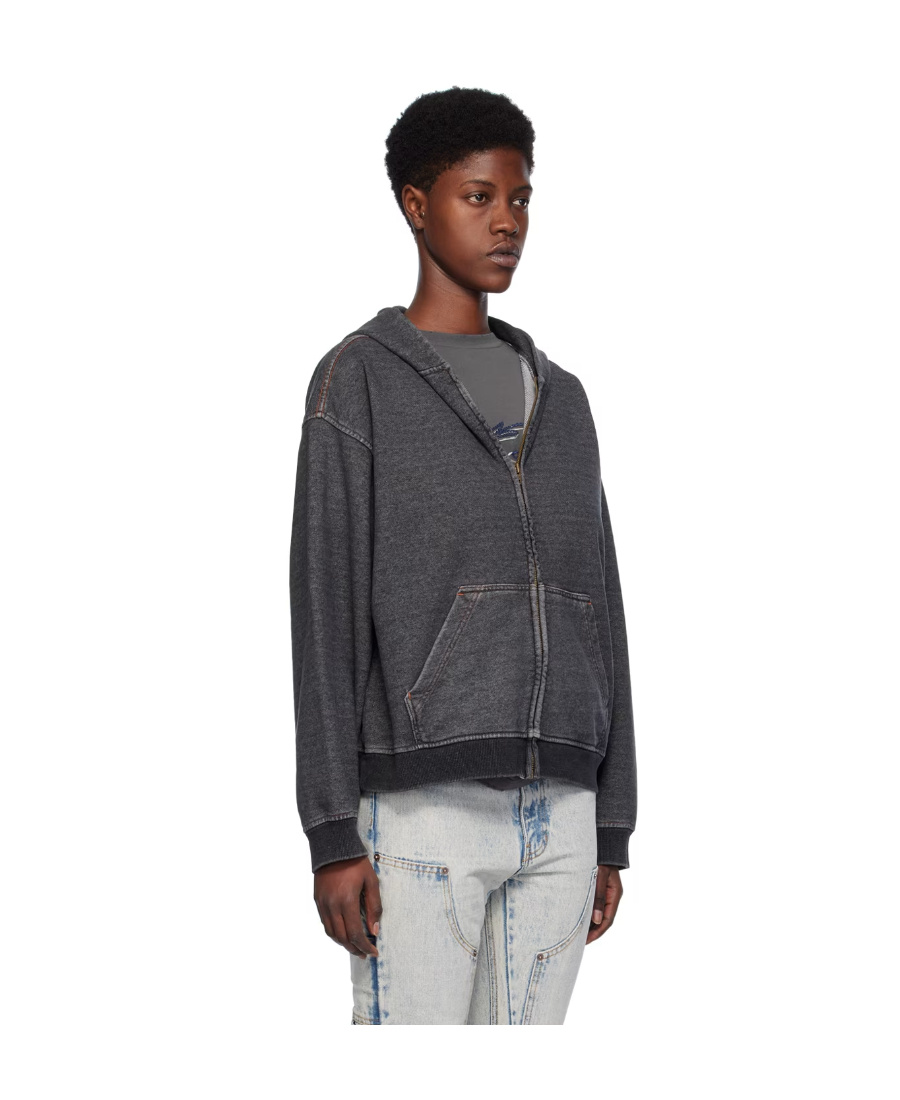 WE11 DONE ZIP-UP DENIM HOODIE
