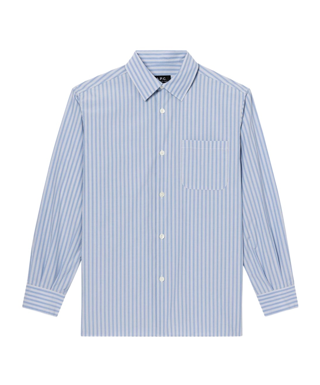 Apc Striped Sela Shirt With Chest Pocket In Black