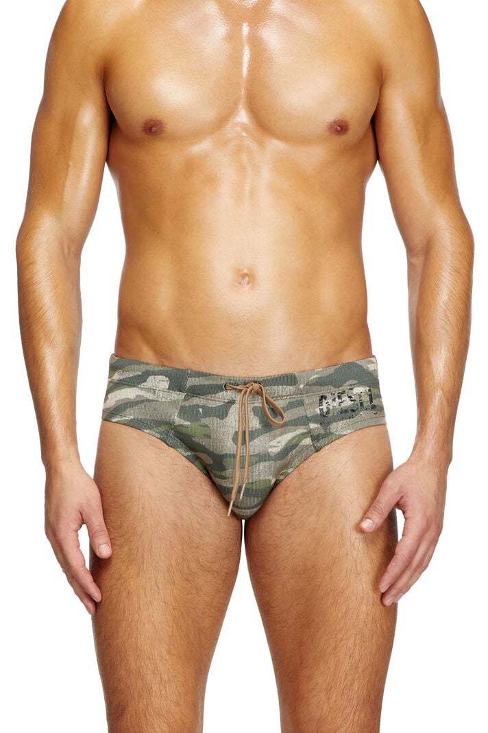 Diesel Khaki Alifie-utlt Swim Briefs In Green