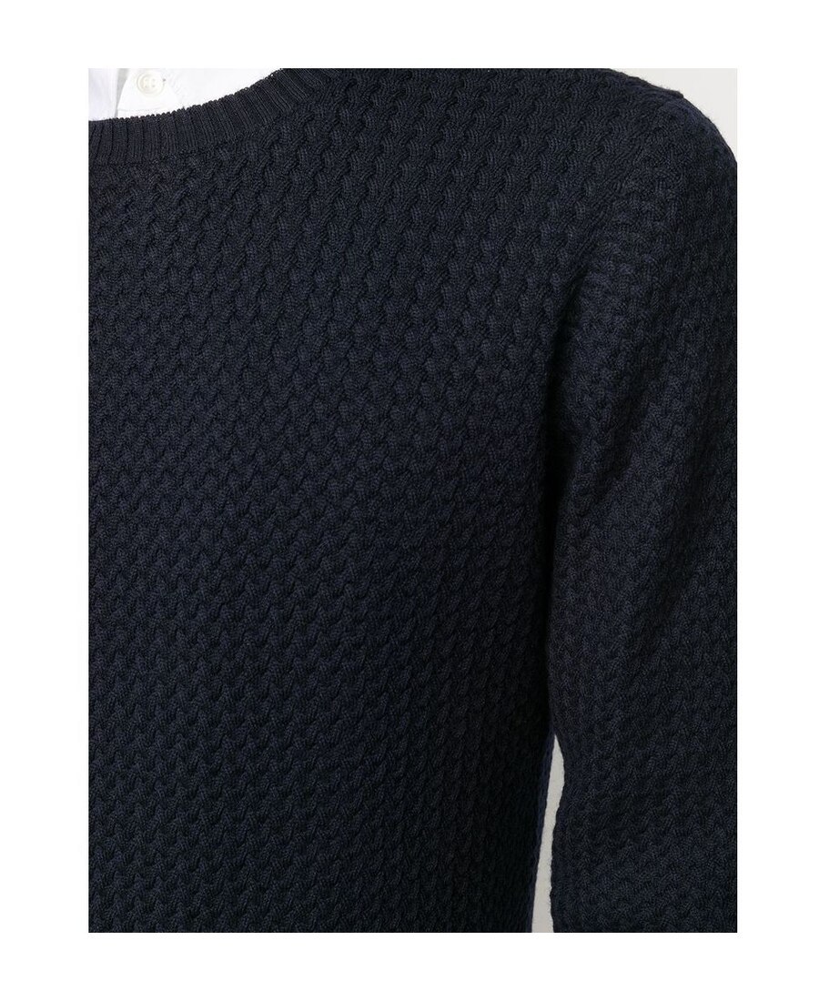 La Fileria For D'aniello Waffle-knit Crew-neck Jumper In Black