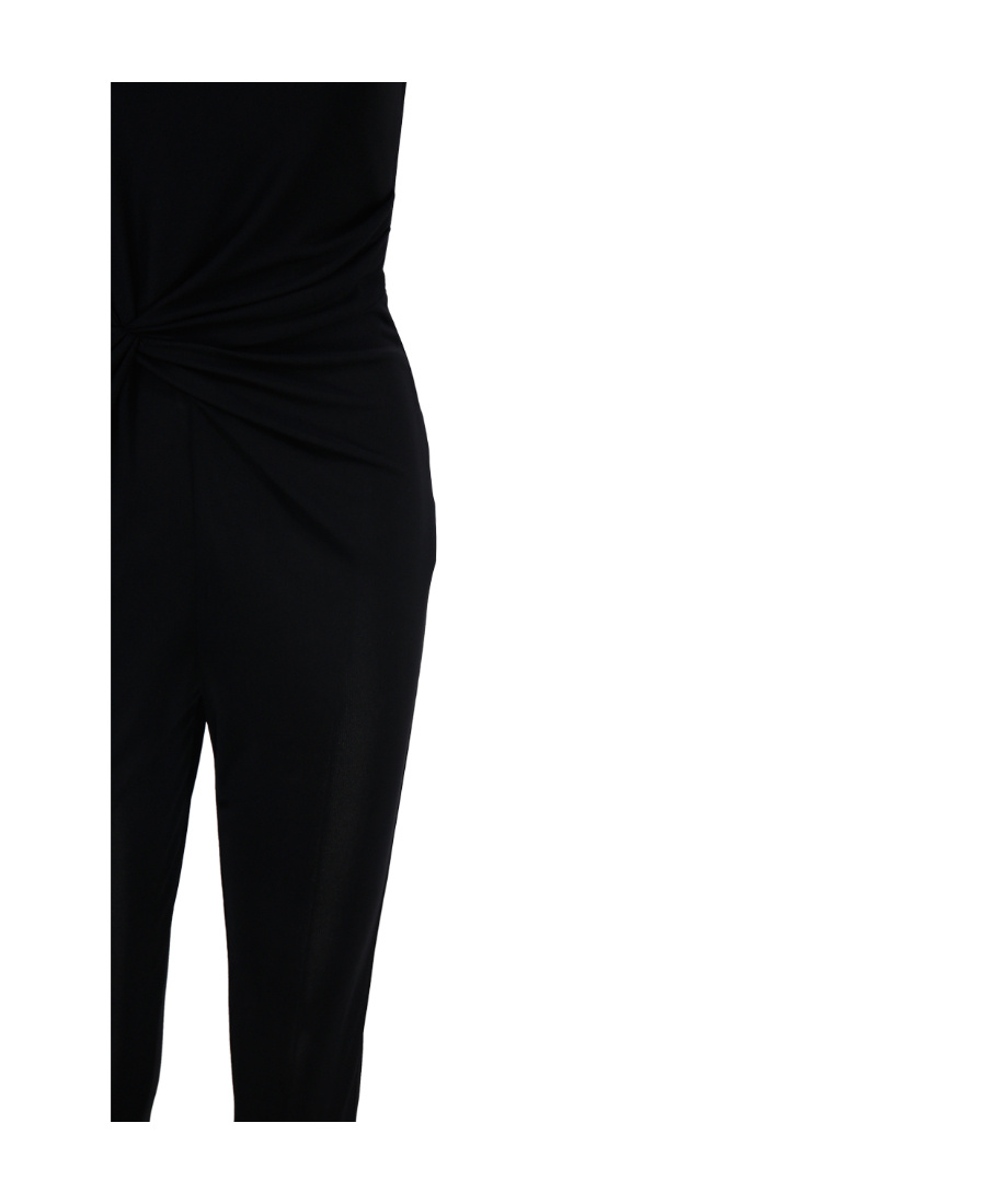 Saint Laurent Black One-shoulder Jumpsuit With Side Gathering In Jersey Woman In Black