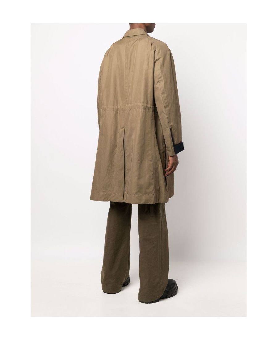 Sacai Long-sleeve Trench Coat In Brown