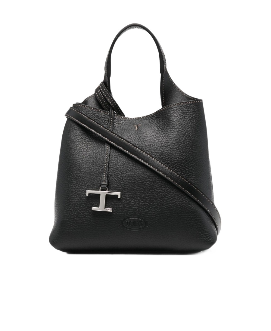 Tod's T Timeless Mini Leather Tote Handbag Handbag In Black