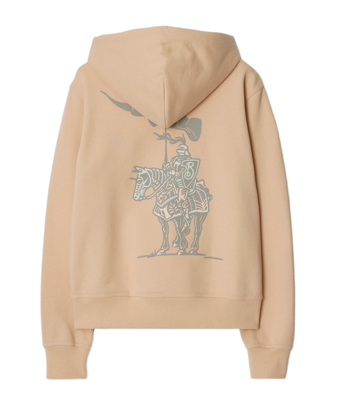 Burberry Beige Cotton Hoodie With Knight Illustration In Nude