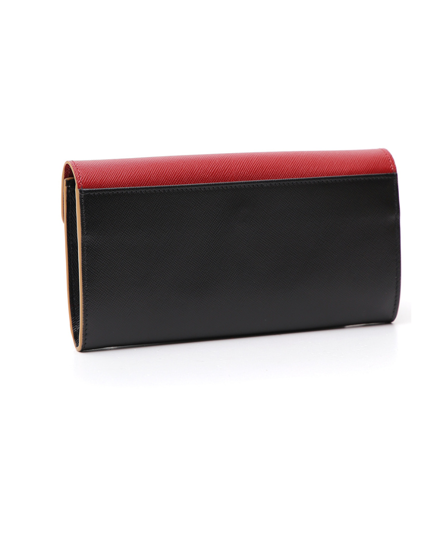 Shop Marni Color Block Logo Wallet In Red