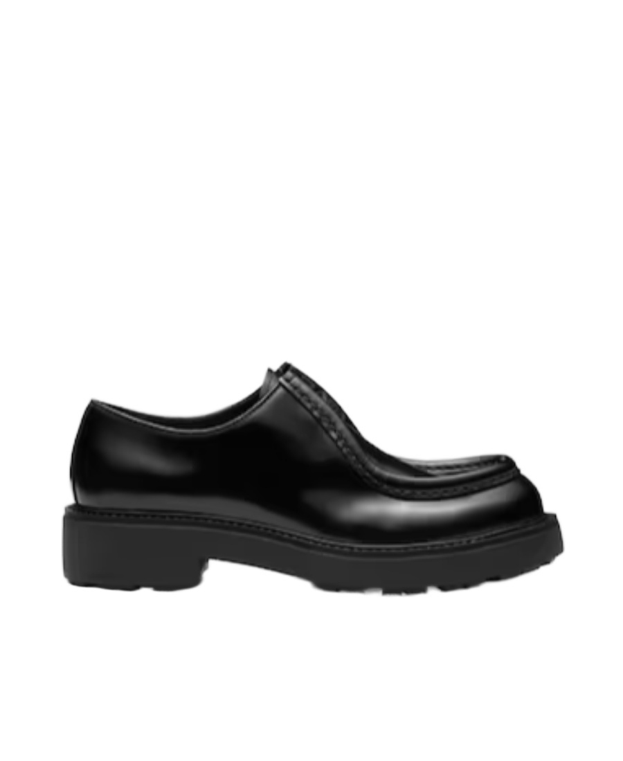 PRADA OPAQUE BRUSHED LEATHER LACE-UP SHOES 