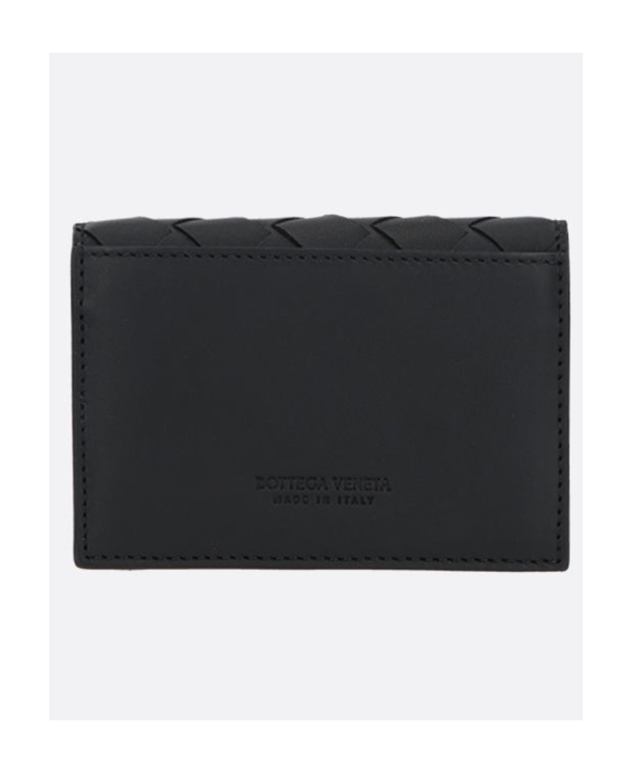 Bottega Veneta Intrecciato Folding Wallet In Black