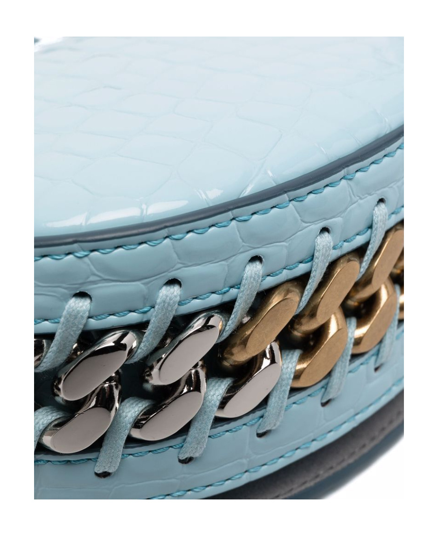 Stella Mccartney Small Frayme Flap Chain-linked Shoulder Bag In Blue