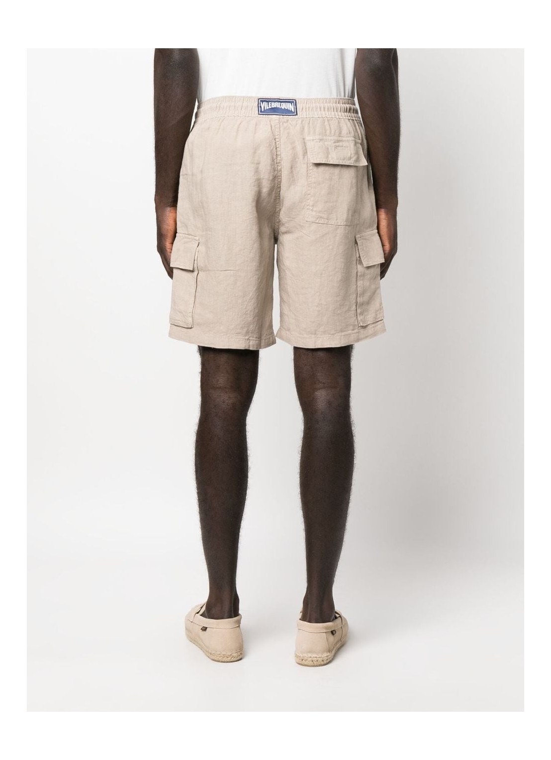 Vilebrequin Beige Drawstring Linen Cargo Shorts In Nude