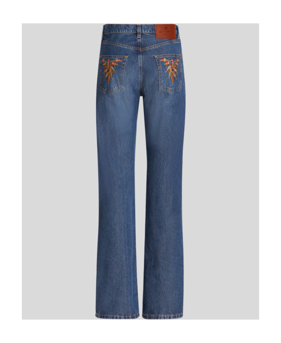Etro Denim Jeans With Embroidered Patch In Blue