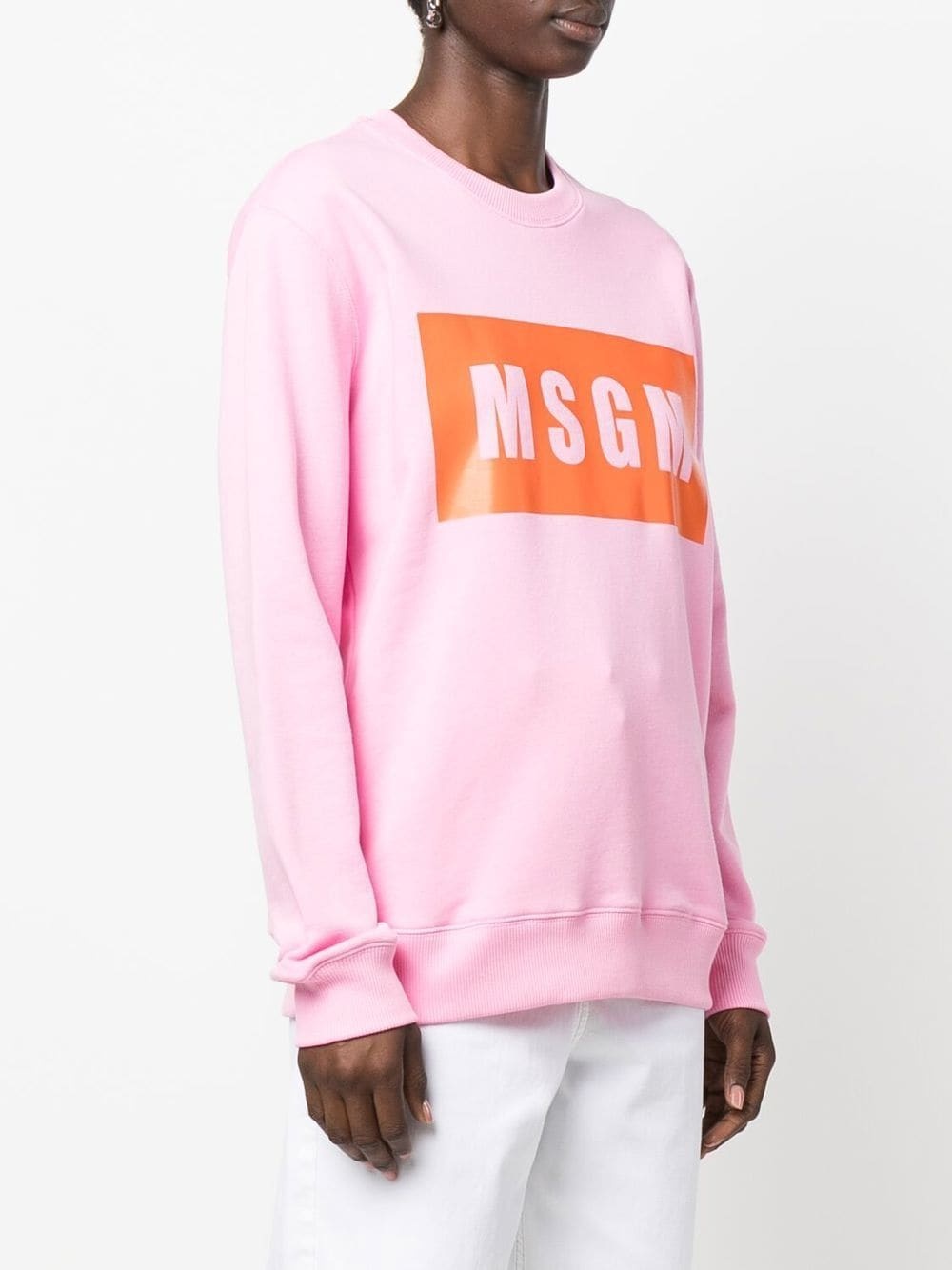 Msgm Logo-print Cotton Sweatshirt In Pink
