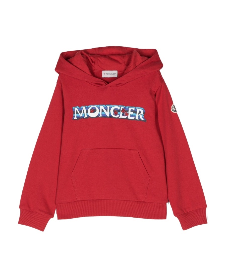Moncler Logo-print Cotton Hoodie In Red