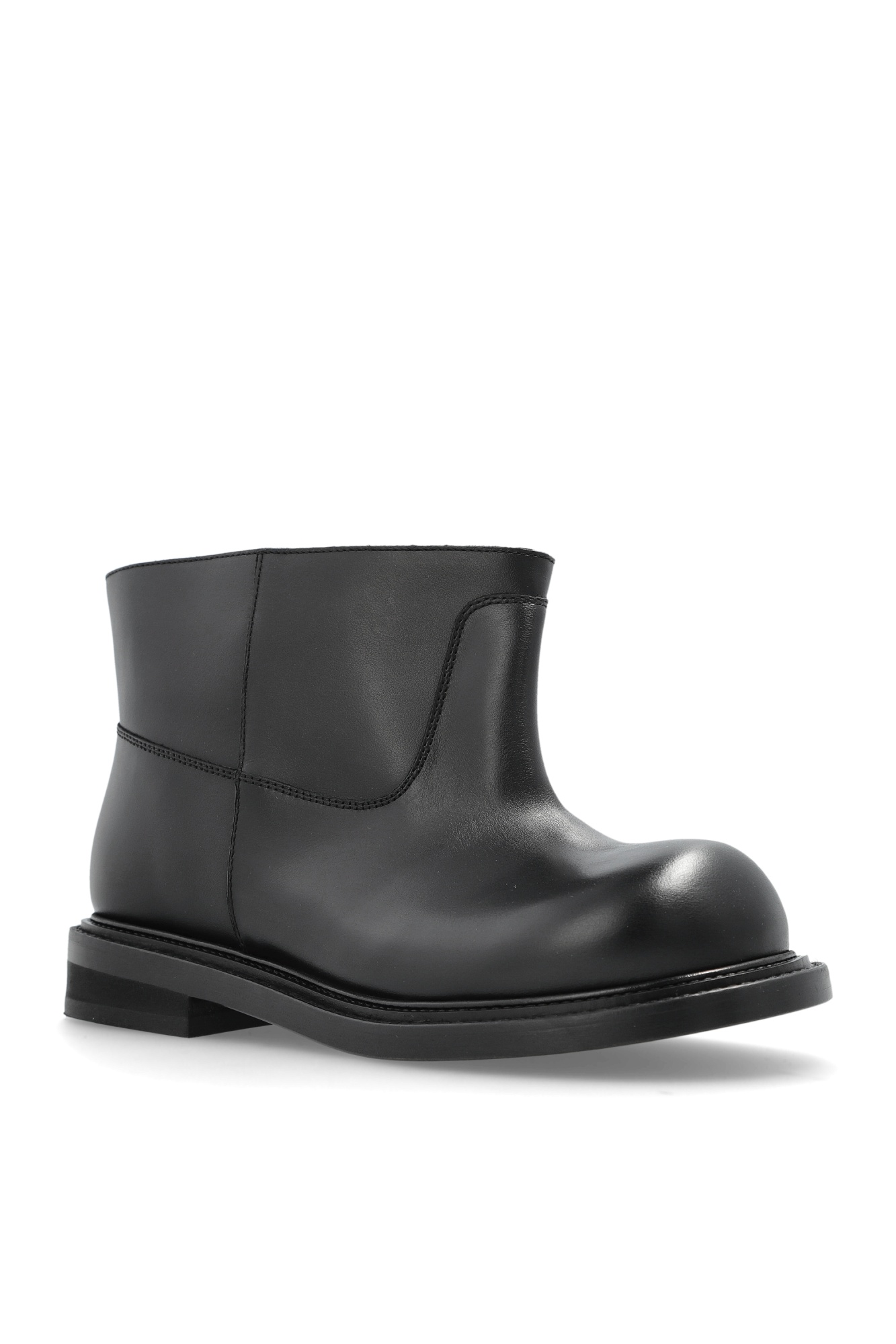 Moschino Round-toed Ankle Boots In Black