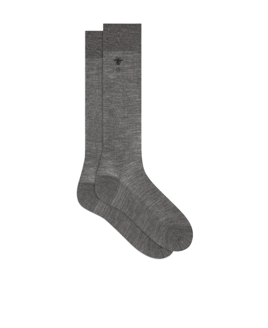 Dior Bee Wool Socks In Gray