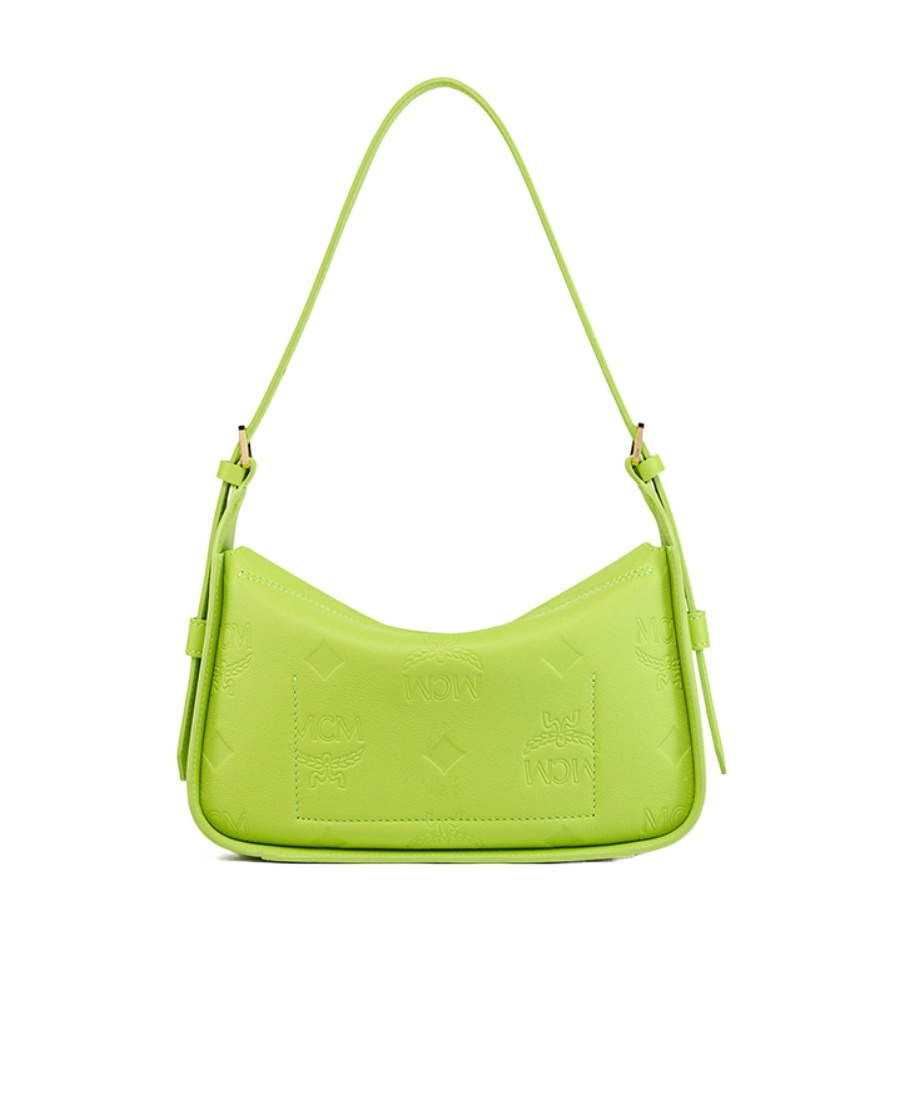 Mcm Monogram Embossed Fold-over Tote Bag In Green