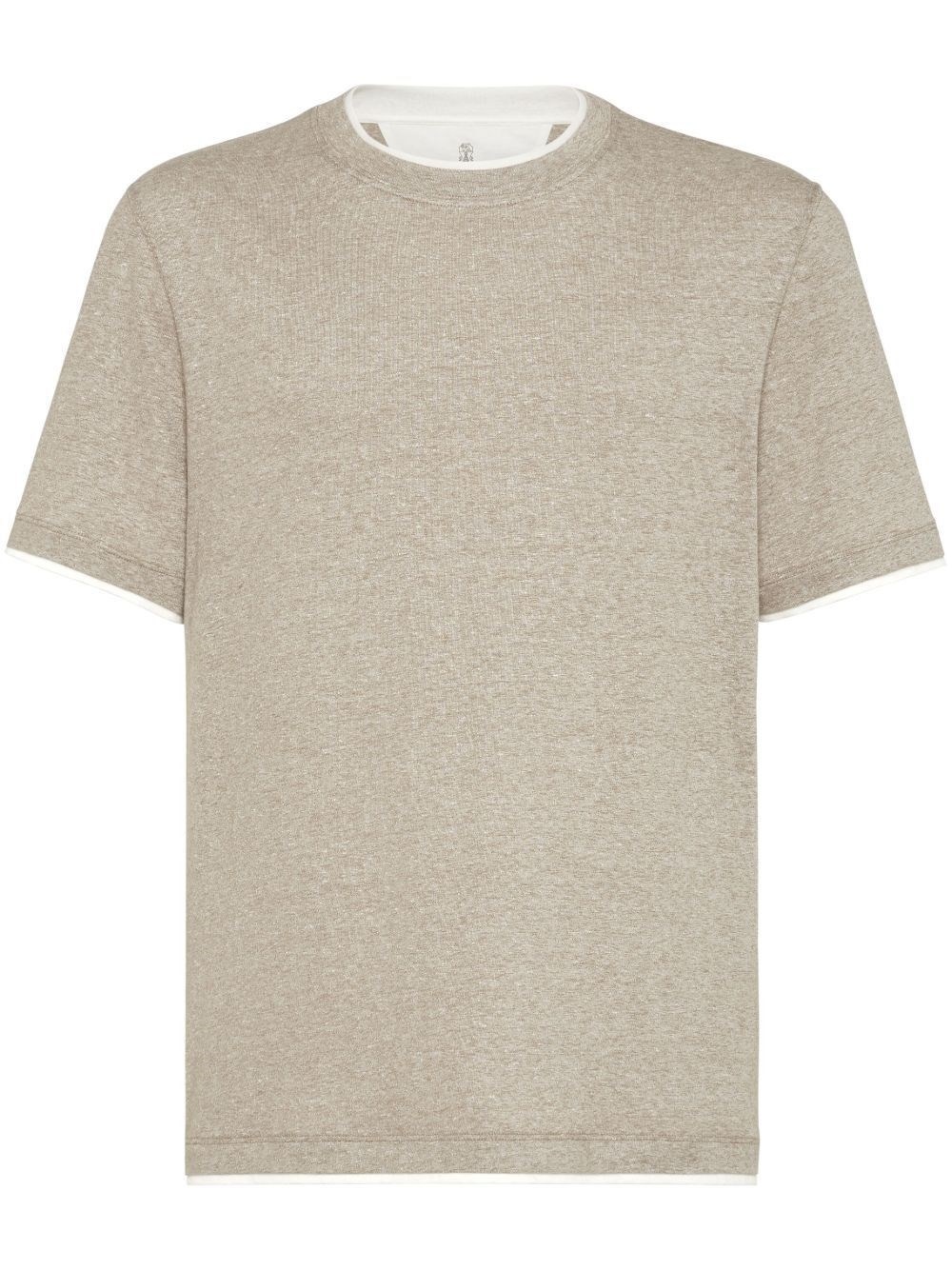 Brunello Cucinelli Faux-layering T-shirt In Nude
