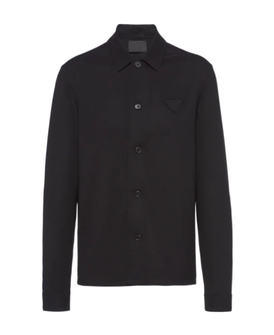 Prada Button-up Long-sleeve Shirt In Black
