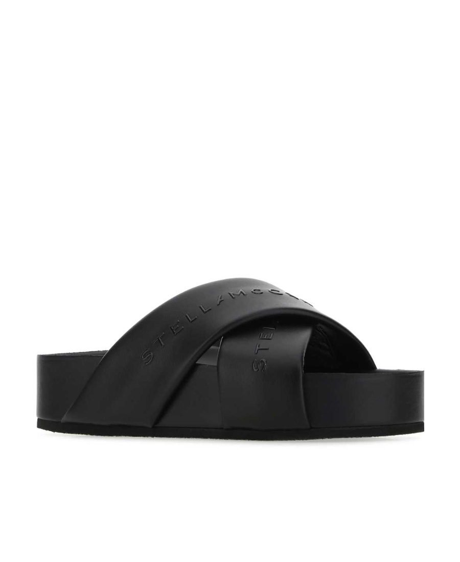 Stella Mccartney Logo-strap Flatform Sandals In Black