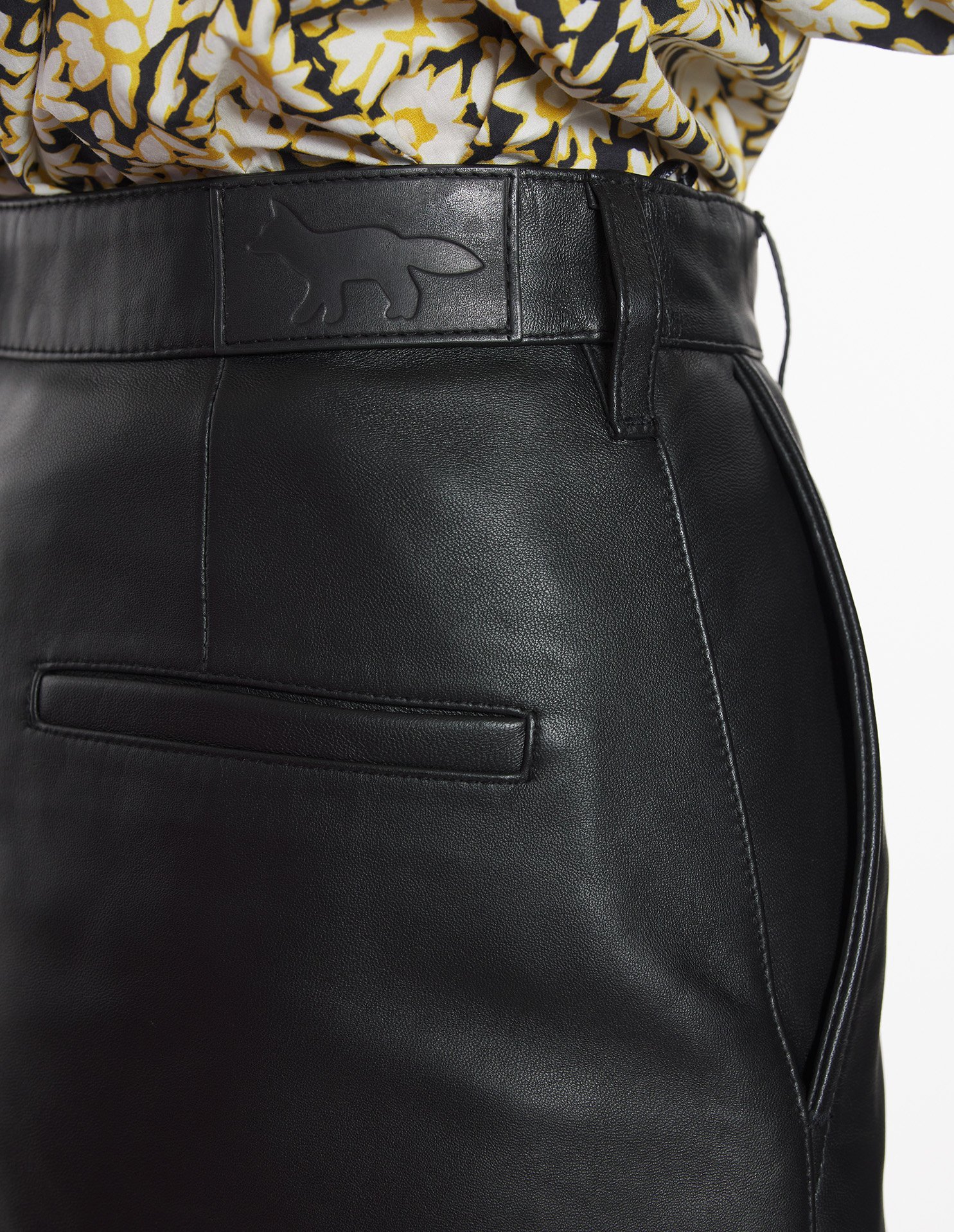 Maison Kitsuné Leather Skirt In Black