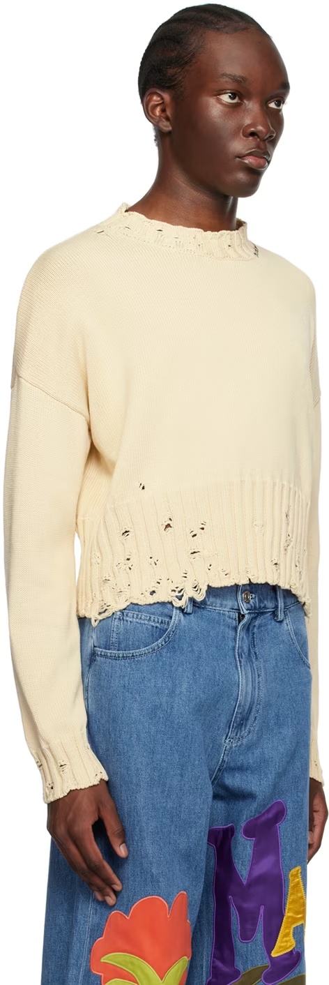 Shop Marni Round Neck Imitation Sweater In Nude