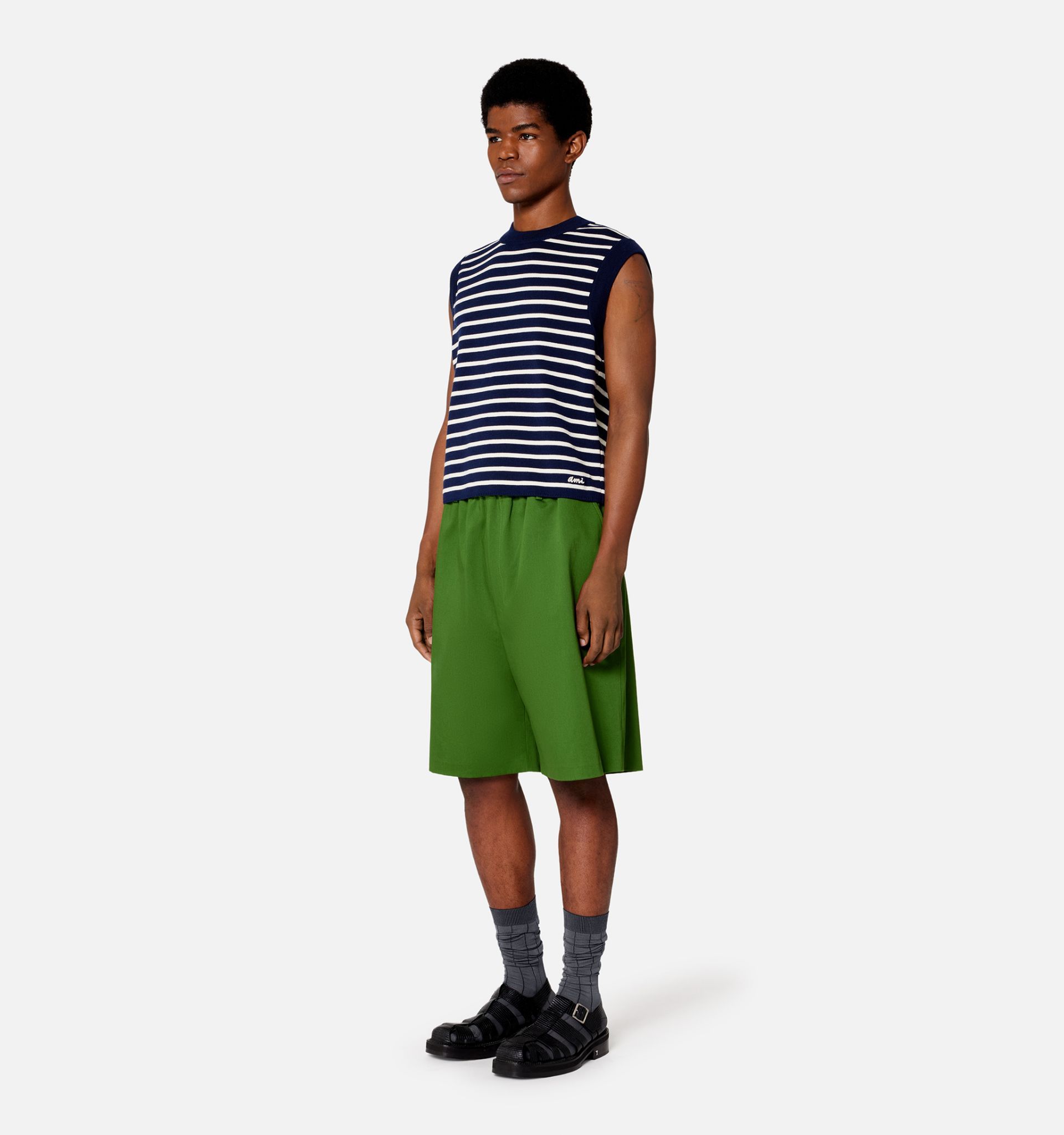 Ami Alexandre Mattiussi Stripe-print Merino Vest In Black