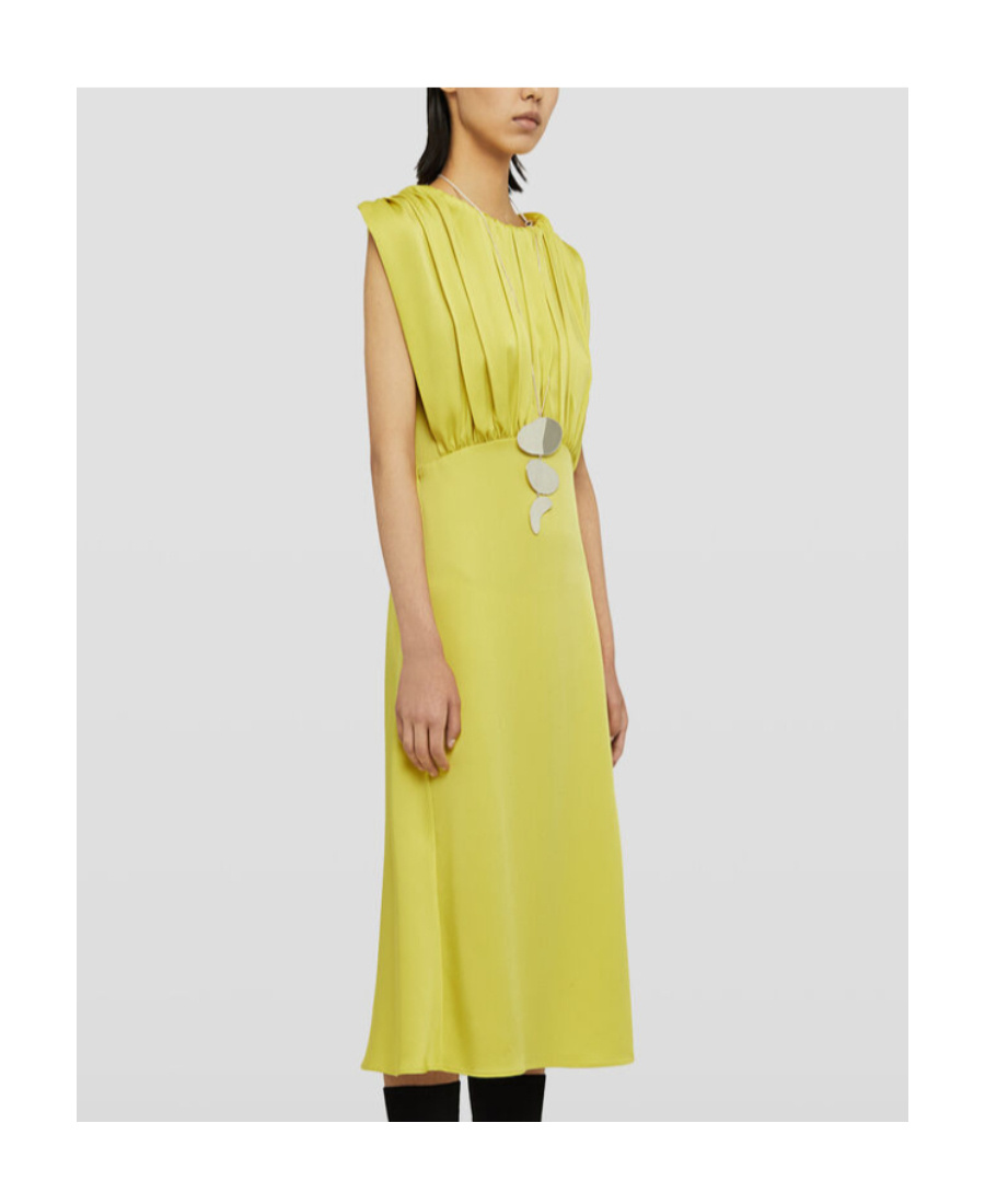 JIL SANDER JIL SANDER GATHERED CREWNECK SLEEVELESS DRESS