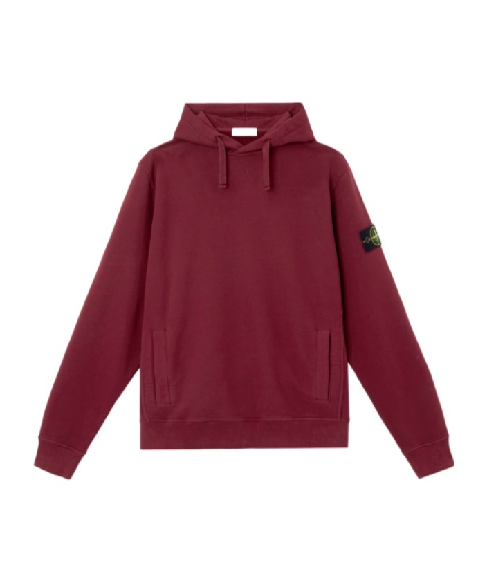 Stone Island Regular-fit Hooded Sweatshirt With Pouch Pocket In Burgundy