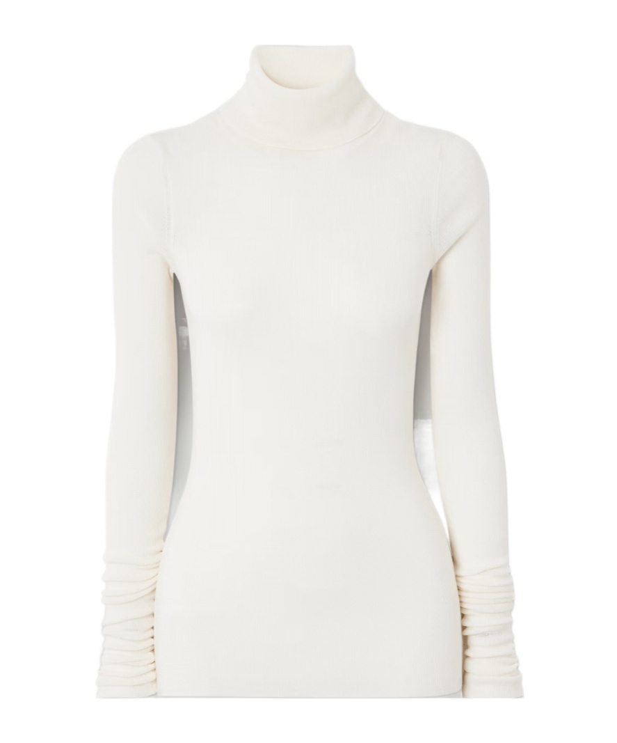 The Frankie Shop Utica Wool And Silk-blend Turtleneck Sweater In White