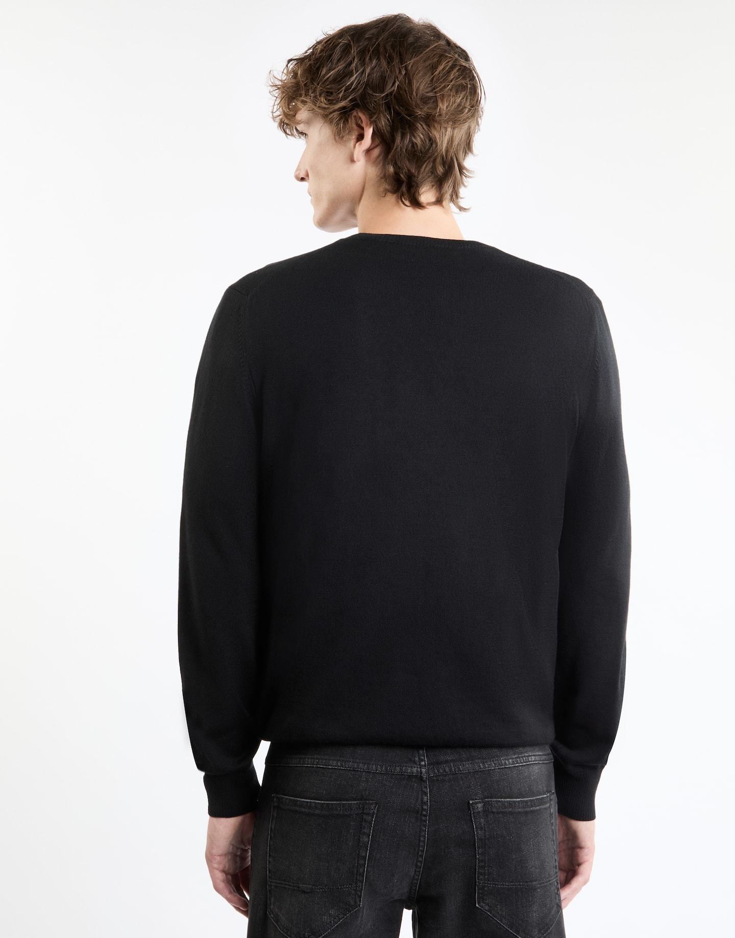 Fay Jumper In Blue Shaved Wool Knit In Black