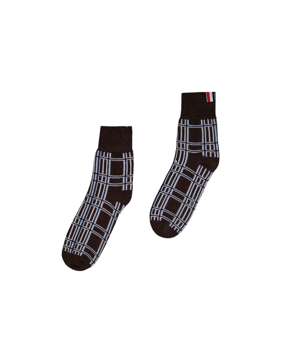 Shop Thom Browne Check-jacquard Ankle Socks In Black