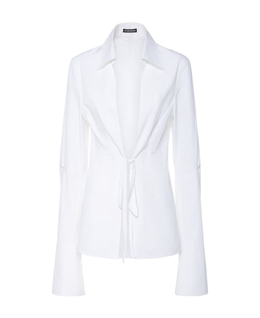 Ann Demeulemeester Linsey Open Front Poplin Shirt In White