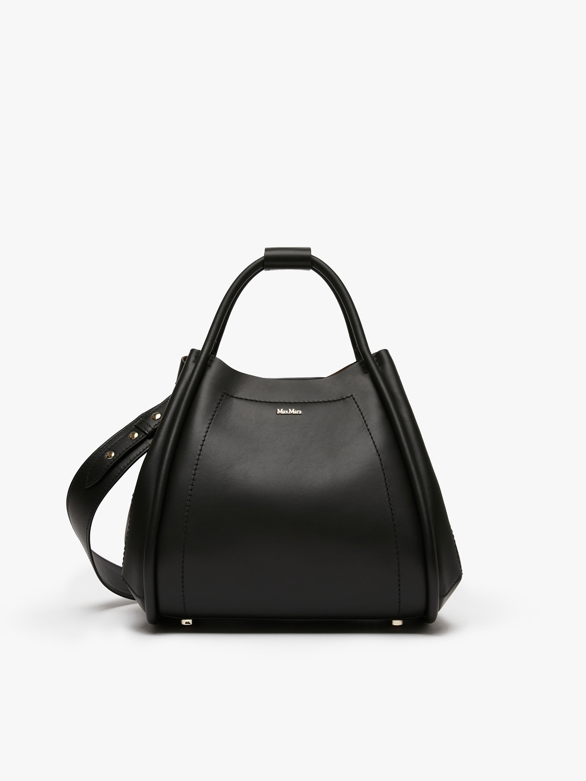 Max Mara Extra Small Leather Marine Bag In Black