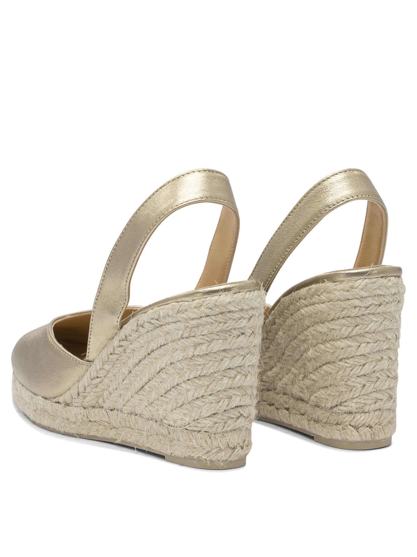 Castaã±er Square Toe Wedge Sandals In Brown
