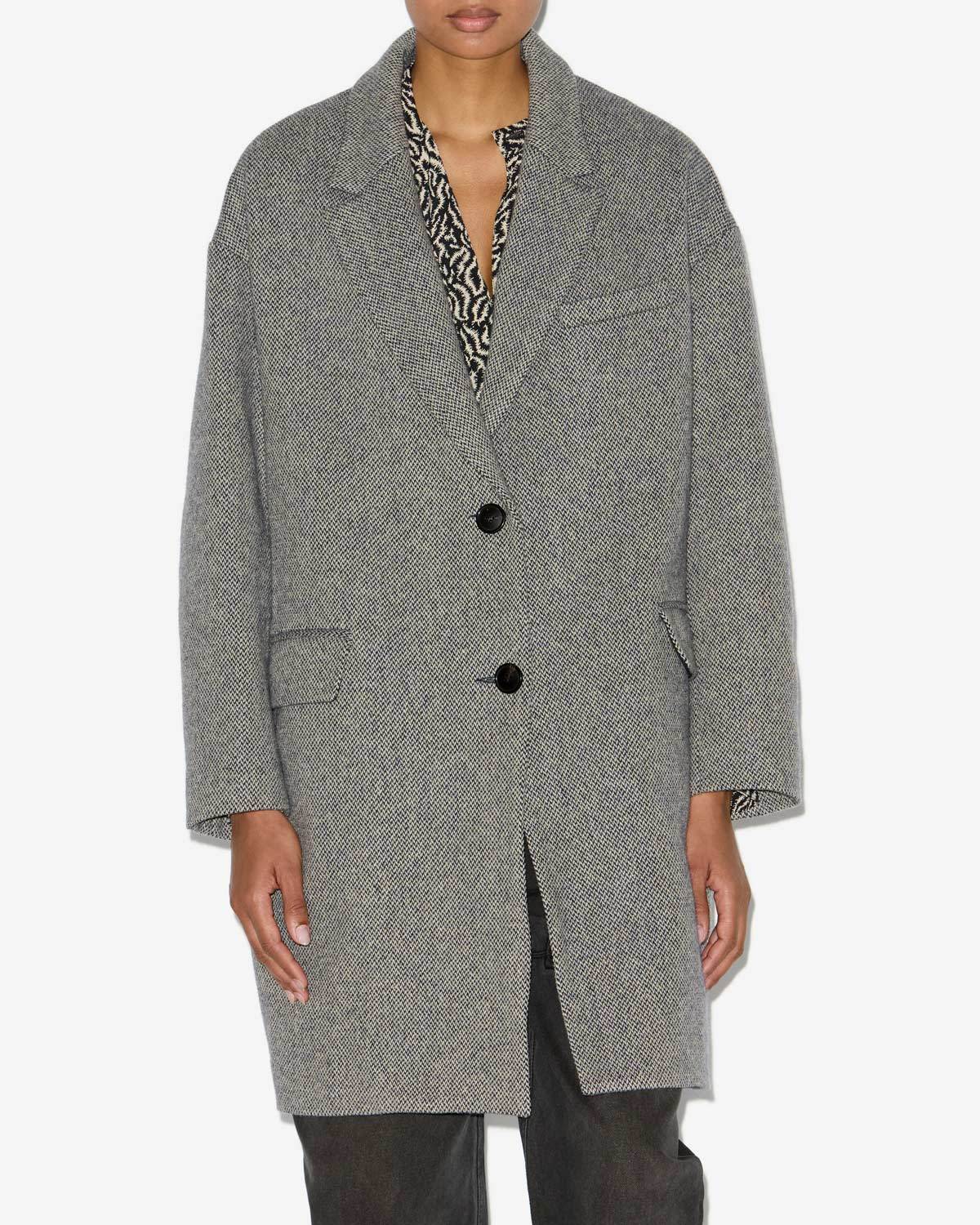 Isabel Marant Étoile Limiza Solid Color Blended Wool Coat In Gray