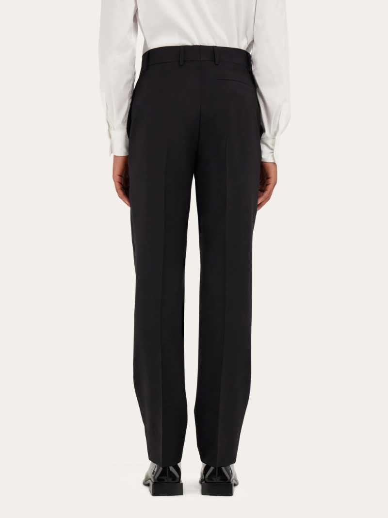 Ferragamo Tailored Viscose Blend Trousers Featuring Pockets In Black