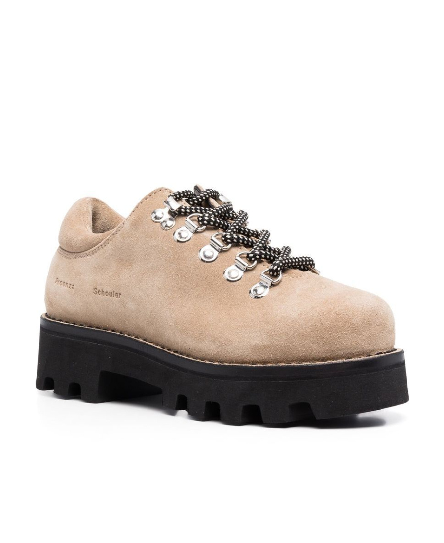 Shop Proenza Schouler City Suede Lace-up Shoes In Nude