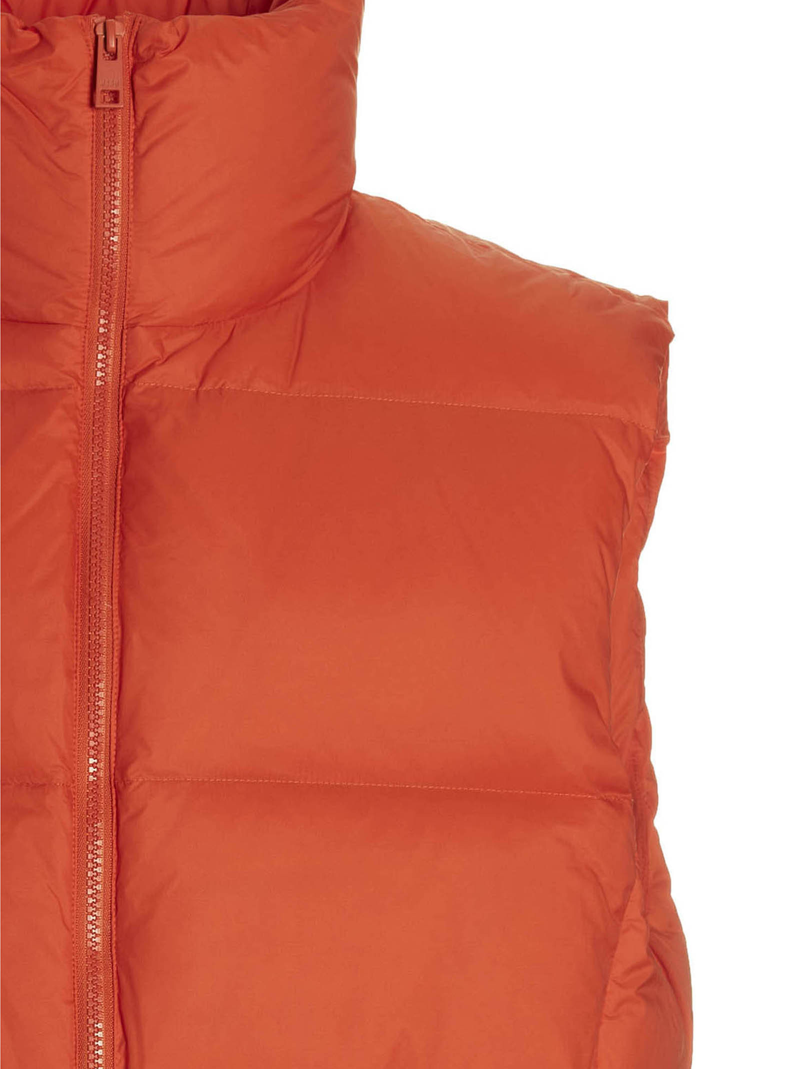 Msgm Logo Embroidered High Collar Padded Jackets In Red