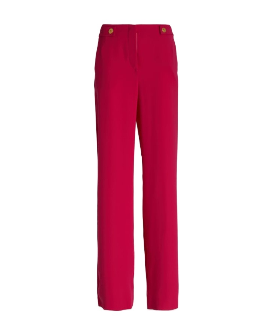 Giorgio Armani High Waist Wide Leg Trousers With Golden Buttons In Red