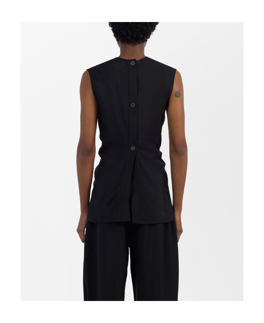Studio Nicholson Garda Gathered Tank Top In Black