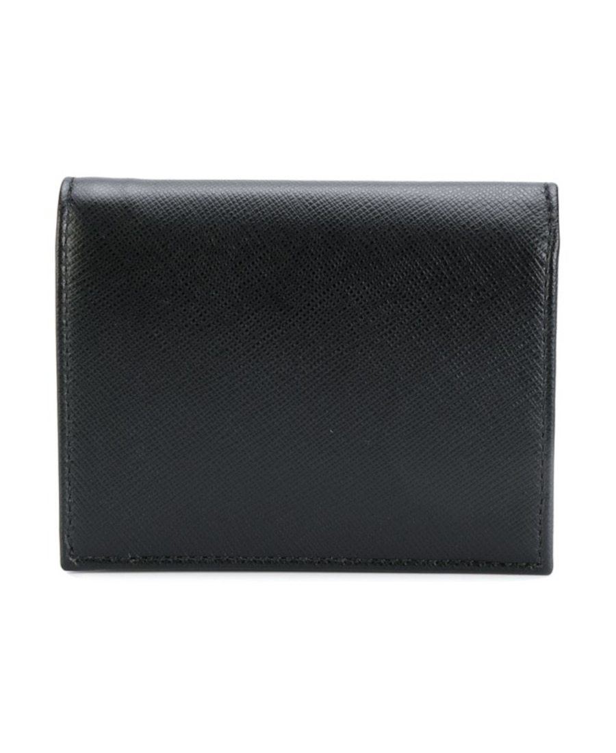 Prada Womens Black Logo-plaque Small Leather Wallet In Black