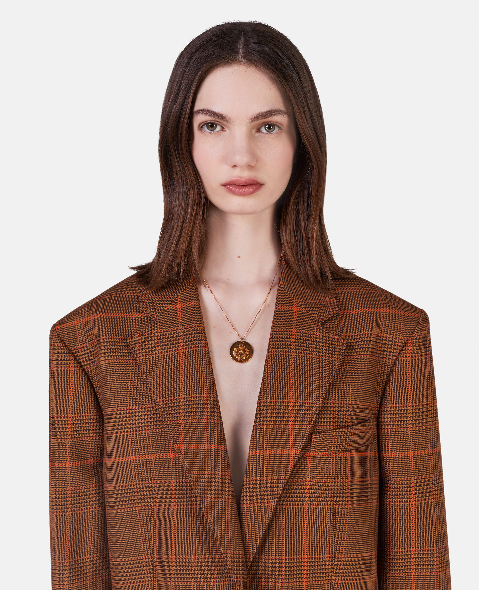 Stella Mccartney Prince Of Wales Check-pattern Wool Blazer In Brown
