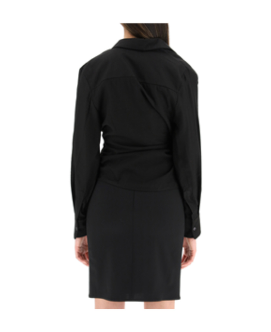 Jacquemus Les Sculptures Relaxed Bahia Shirt With Bow In Black