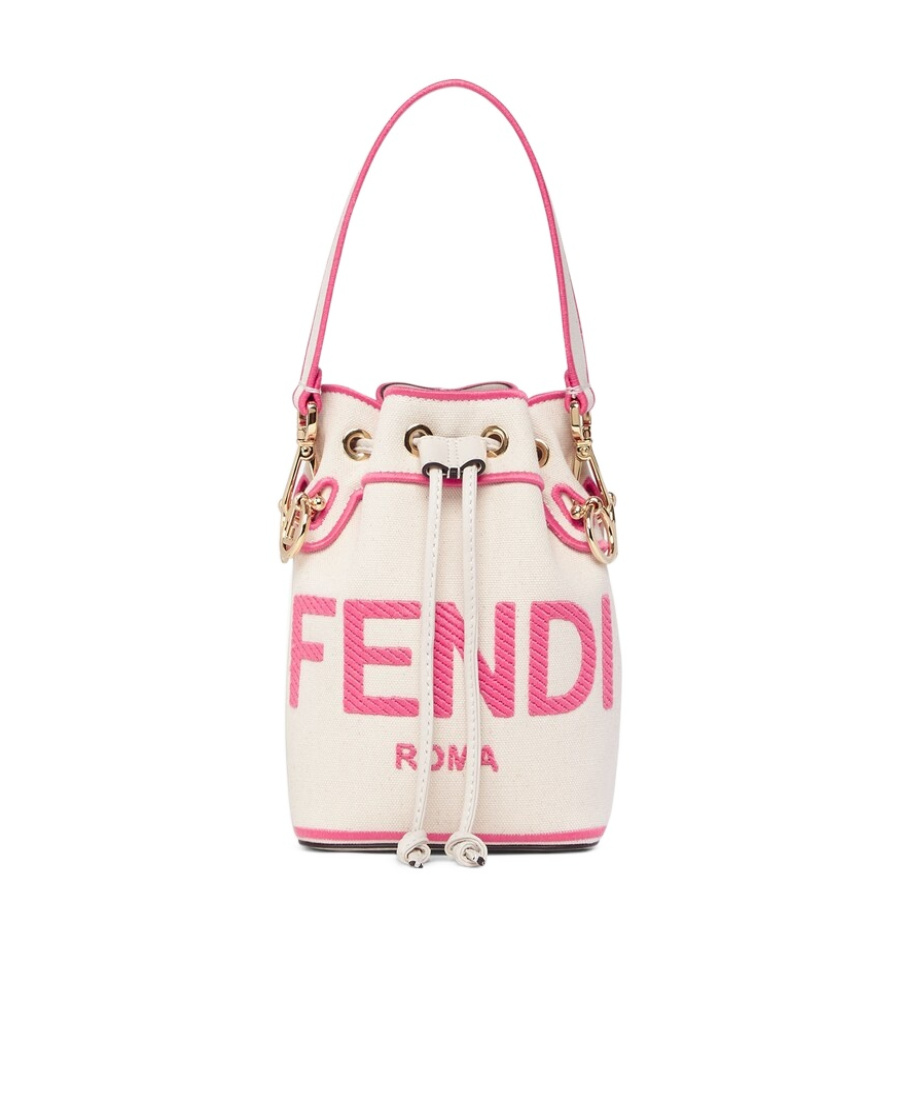 Shop Fendi Beige Canvas Mini-bag With Roma Embroidery In White