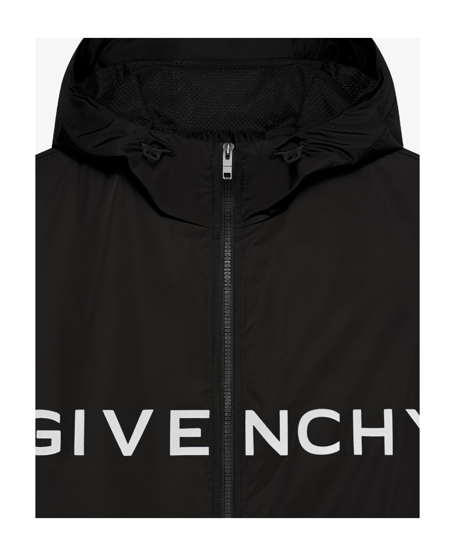 Givenchy Logo-print Hooded Lightweight Jacket In Black