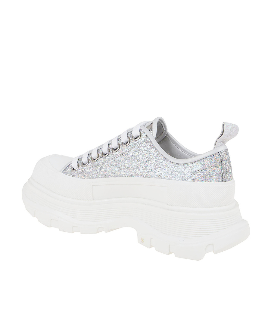 Alexander Mcqueen Tread Slick Glitter Low-top Sneakers In White
