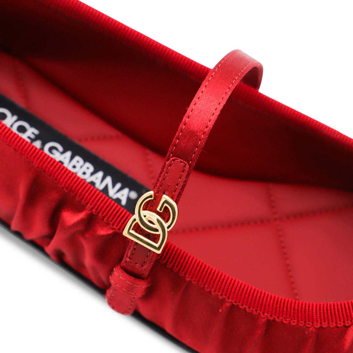 Dolce & Gabbana Nappa Leather Ballet Flats With Logo Buckle In Red