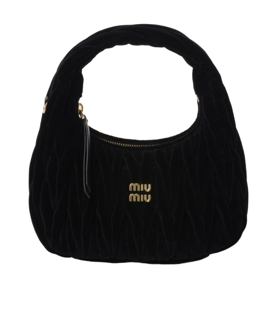 Miu Miu Small Velvet Wander Top-handle Bag In Black