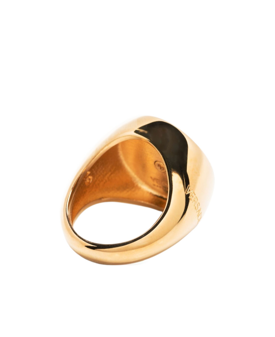 Versace Medusa Plaque Ring In Yellow